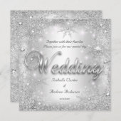 Invitation Mariage Silver Winter Wonderland Snowflakes (Devant / Derrière)