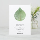 Invitation Mariage Simplante Vert Eucalyptus Feuille (Debout devant)