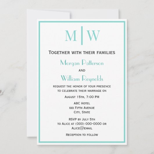 Invitation Mariage simple 2 initial lun VS do-it-yourself cou (Devant)