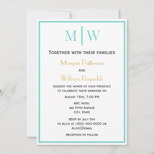 Invitation Mariage simple 2 initial lun VS do-it-yourself cou (Devant)