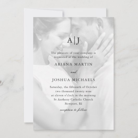 Invitation Mariage simple à deux photos avec superposition (Devant)