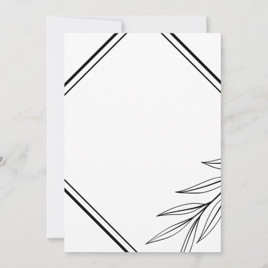 Invitation Mariage simple à feuilles noires et blanches (Dos)