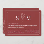 Invitation Mariage simple à fleurs en terre cuite (Devant / Derrière)