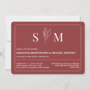 Invitation Mariage simple à fleurs en terre cuite