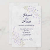 Invitation Mariage simple à fleurs violettes (Devant / Derrière)