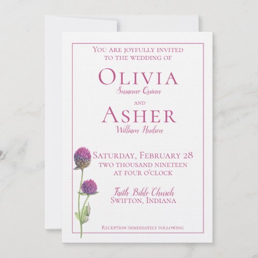 Invitation Mariage simple Amaranthe Amaranth (Devant)