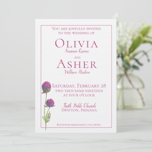 Invitation Mariage simple Amaranthe Amaranth (Debout devant)