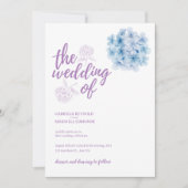 Invitation Mariage simple Aquarelle bleu Hydrangea (Devant)