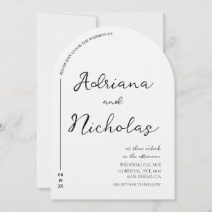 Invitation Mariage Simple Arche Forme Noir & Blanc