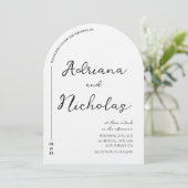 Invitation Mariage Simple Arche Forme Noir & Blanc (Debout devant)