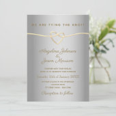 Invitation Mariage Simple Argent Et Or (Debout devant)
