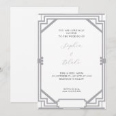 Invitation Mariage Simple Art Déco Argent et Blanc (Devant / Derrière)