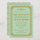 Invitation Mariage simple Art Déco Mint Invite (Devant / Derrière)