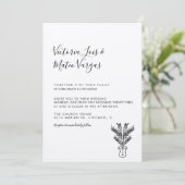 Invitation Mariage simple avec palmier en pot dessiné à la ma (Debout devant)