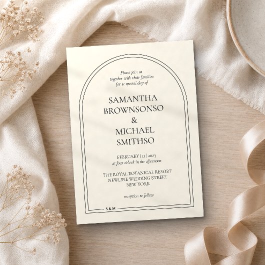 Invitation Mariage Simple Beige Minimaliste