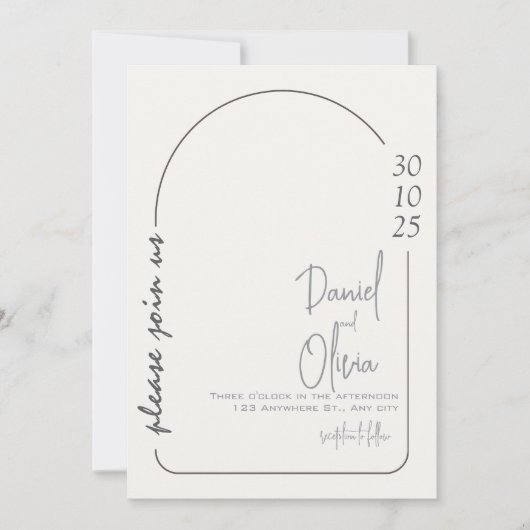 Invitation Mariage simple blanc et Brown (Devant)