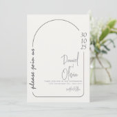 Invitation Mariage simple blanc et Brown (Debout devant)