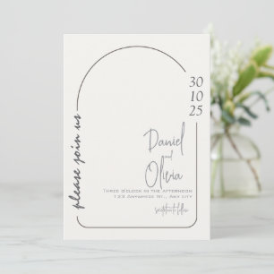 Invitation Mariage simple blanc et Brown