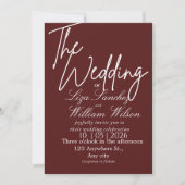 Invitation Mariage simple blanc et rouge moderne (Devant)