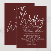 Invitation Mariage simple blanc et rouge moderne (Devant / Derrière)