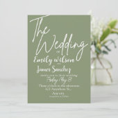 Invitation Mariage simple blanc et vert moderne (Debout devant)