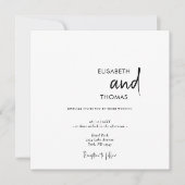 Invitation Mariage simple blanc moderne minimaliste (Devant)