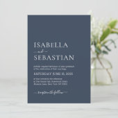 Invitation Mariage Simple Bleu Ardoise Foncé (Debout devant)