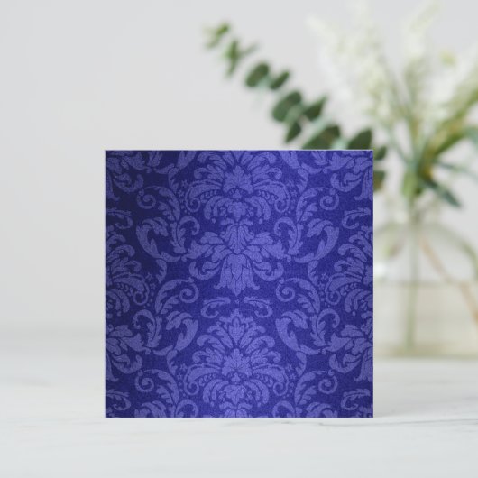 Invitation Mariage simple bleu Damask Shimmer (Debout devant)