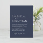 Invitation Mariage Simple Bleu Minuit (Debout devant)