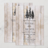 Invitation Mariage Simple Campagnard en Bois de Pins Rustique (Devant / Derrière)