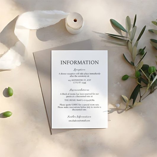 Invitation Mariage simple classique élégant