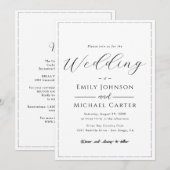 Invitation Mariage Simple Classique Noir & Blanc Tout-En-Un (Devant / Derrière)