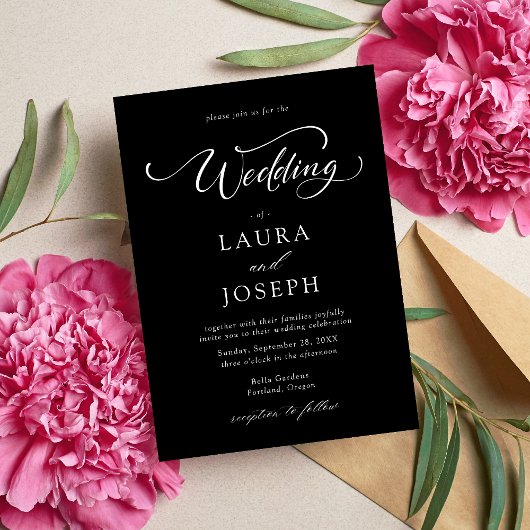 Invitation Mariage Simple Classique Noir et Blanc