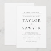 Invitation Mariage simple classique noir et blanc (Devant / Derrière)