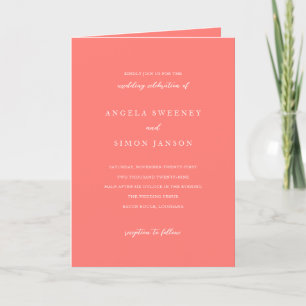 Invitation Mariage Simple Corail Vibrant Moderne