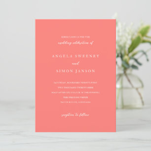 Invitation Mariage Simple Corail Vibrant Moderne Gras