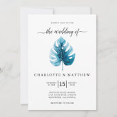 Invitation Mariage simple couleur d'aquarelle tropicale Monst (Devant)