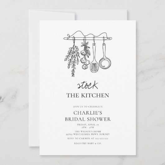 Invitation Mariage Simple Cuisine Moderne (Devant)