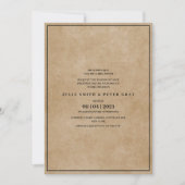 Invitation Mariage simple dans du papier marron de style vint (Devant)