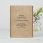 Invitation Mariage simple dans du papier marron de style vint (Debout devant)