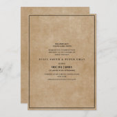 Invitation Mariage simple dans du papier marron de style vint (Devant / Derrière)