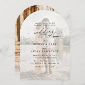Invitation Mariage simple d'arceau photo en noir et blanc (Devant / Derrière)
