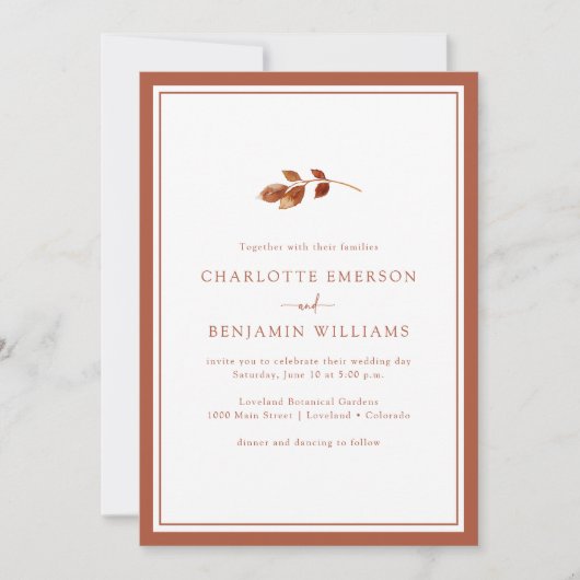 Invitation Mariage simple d'automne (Devant)