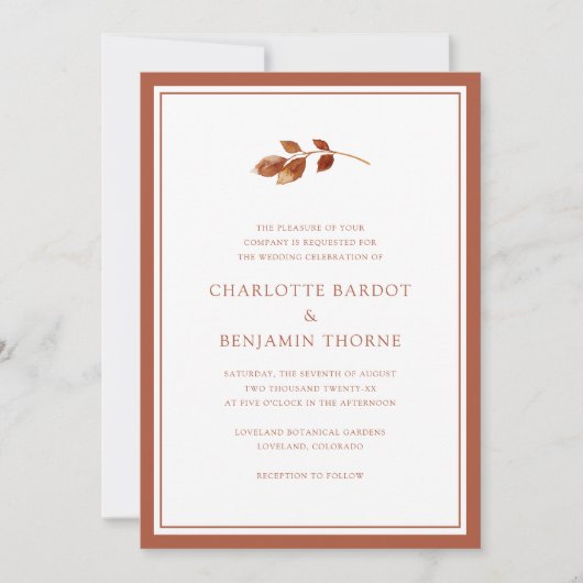 Invitation Mariage Simple d'Automne (Devant)