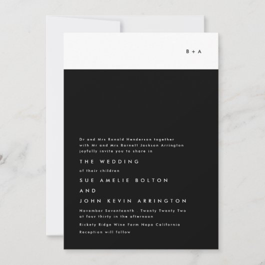 Invitation Mariage simple de bande noire moderne (Devant)