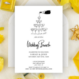 Invitation Mariage simple de Champagne noir & blanc Brunch