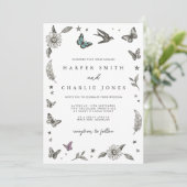 Invitation Mariage simple de dessin vintage (Debout devant)