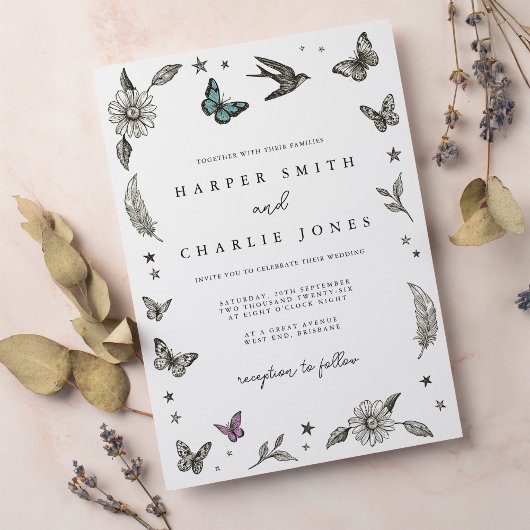 Invitation Mariage simple de dessin vintage