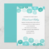 Invitation Mariage simple de jardin de turquoise (Devant / Derrière)