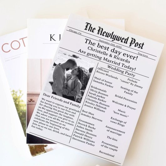 Invitation Mariage simple de journal script enregistrer la da